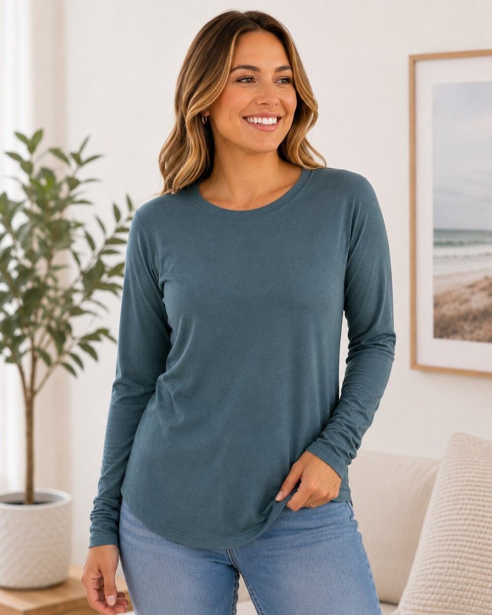 NWT Chaser Long Sleeve Cotton Tee Shirt Small